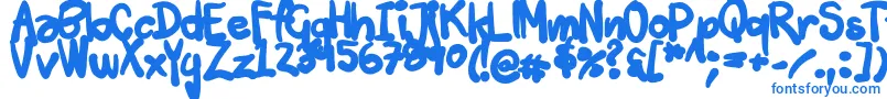 Tuschtouch3-Schriftart – Blaue Schriften auf weißem Hintergrund