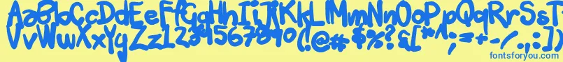 Tuschtouch3-Schriftart – Blaue Schriften auf gelbem Hintergrund