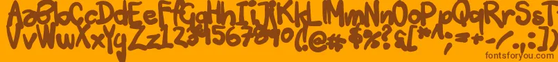 Tuschtouch3-Schriftart – Braune Schriften auf orangefarbenem Hintergrund