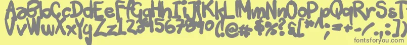 Tuschtouch3-fontti – harmaat kirjasimet keltaisella taustalla