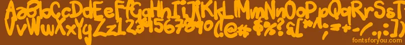 Tuschtouch3-Schriftart – Orangefarbene Schriften auf braunem Hintergrund