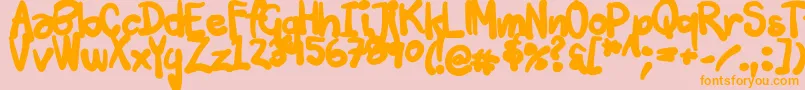 Tuschtouch3-Schriftart – Orangefarbene Schriften auf rosa Hintergrund