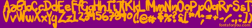 Tuschtouch3-Schriftart – Orangefarbene Schriften auf violettem Hintergrund