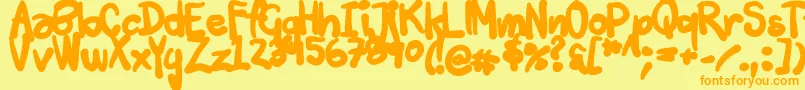 Tuschtouch3-Schriftart – Orangefarbene Schriften auf gelbem Hintergrund