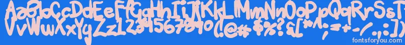 Tuschtouch3-Schriftart – Rosa Schriften auf blauem Hintergrund