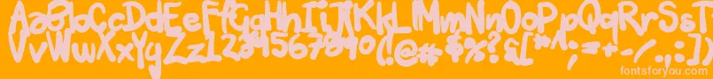 Tuschtouch3-Schriftart – Rosa Schriften auf orangefarbenem Hintergrund