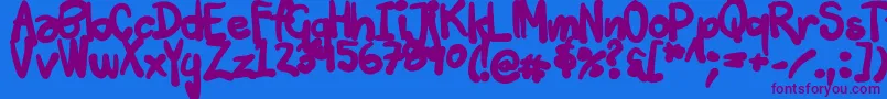 Czcionka Tuschtouch3 – fioletowe czcionki na niebieskim tle