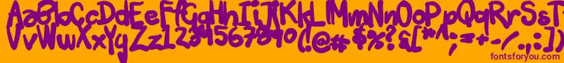 Tuschtouch3-Schriftart – Violette Schriften auf orangefarbenem Hintergrund