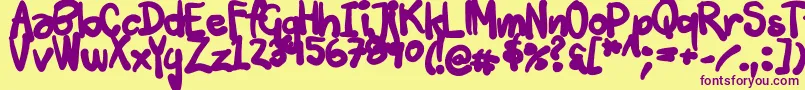 Шрифт Tuschtouch3 – фиолетовые шрифты на жёлтом фоне