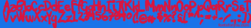 Tuschtouch3-Schriftart – Rote Schriften auf blauem Hintergrund