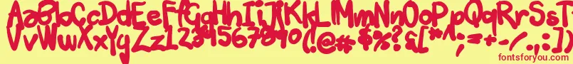 Tuschtouch3-Schriftart – Rote Schriften auf gelbem Hintergrund