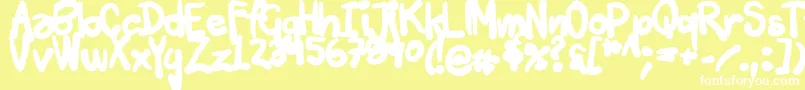 Tuschtouch3-Schriftart – Weiße Schriften auf gelbem Hintergrund