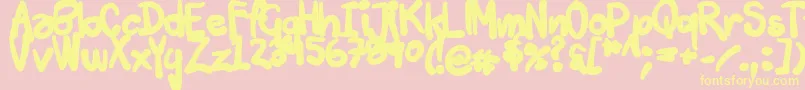Tuschtouch3-Schriftart – Gelbe Schriften auf rosa Hintergrund