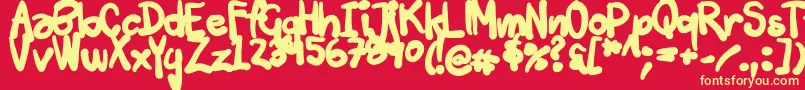 Шрифт Tuschtouch3 – жёлтые шрифты на красном фоне