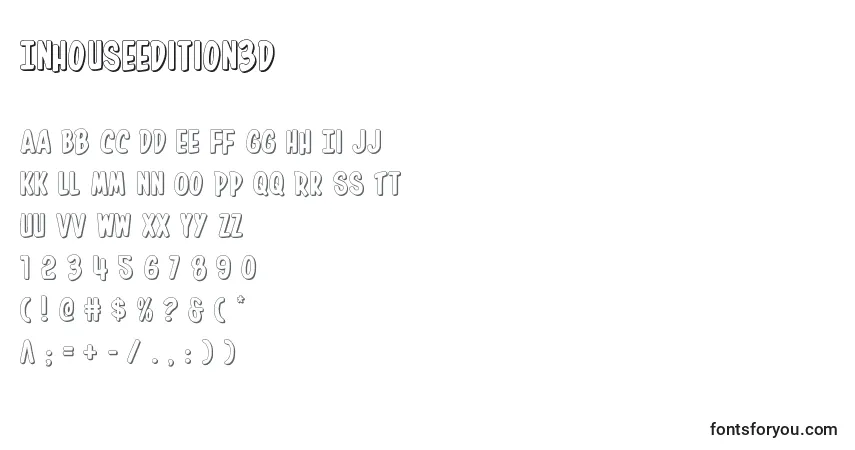 Czcionka Inhouseedition3D – alfabet, cyfry, specjalne znaki