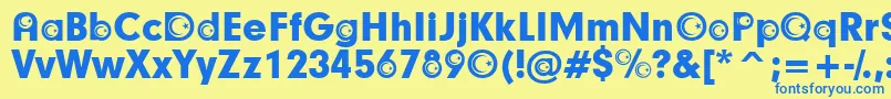 フォントTurkishParticipants – 青い文字が黄色の背景にあります。