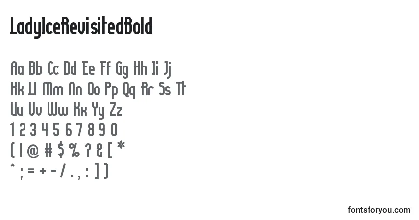 A fonte LadyIceRevisitedBold – alfabeto, números, caracteres especiais