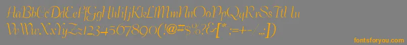 フォントBernhardelegantRegular – オレンジの文字は灰色の背景にあります。