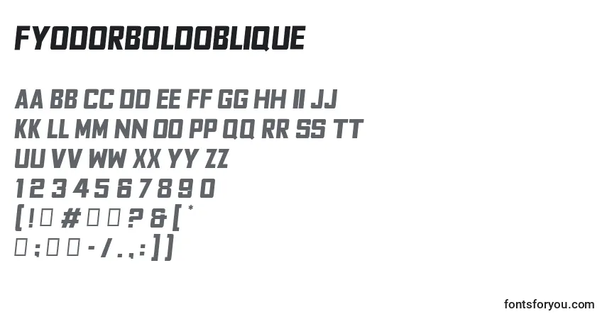 Schriftart FyodorBoldoblique – Alphabet, Zahlen, spezielle Symbole