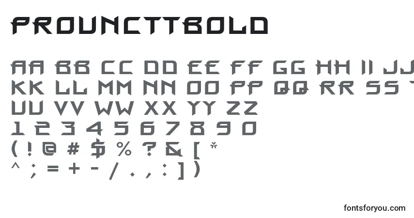 Шрифт ProuncttBold – алфавит, цифры, специальные символы