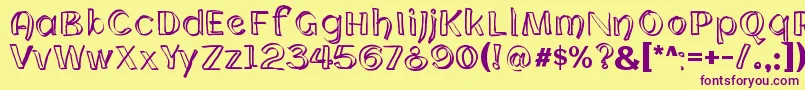 Cloning Font – Purple Fonts on Yellow Background