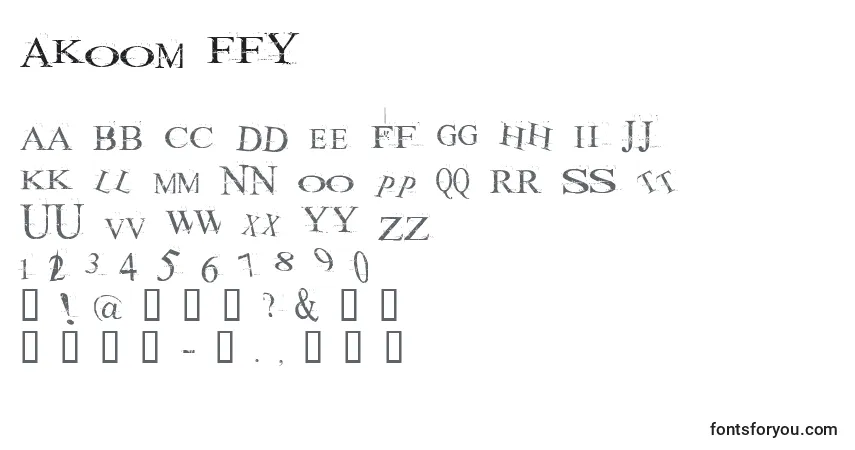 Akoom ffy-fontti – aakkoset, numerot, erikoismerkit