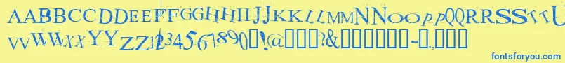 Akoom ffy Font – Blue Fonts on Yellow Background