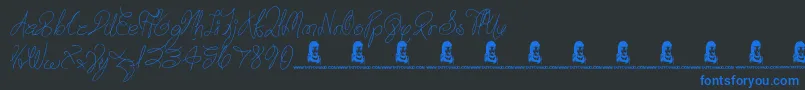 TrulyYours Font – Blue Fonts on Black Background