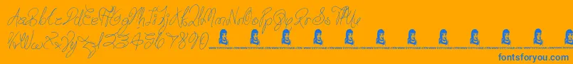 TrulyYours Font – Blue Fonts on Orange Background