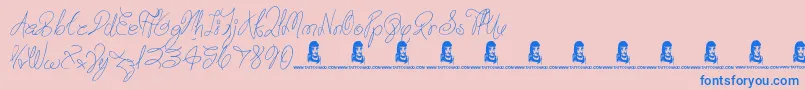 TrulyYours Font – Blue Fonts on Pink Background