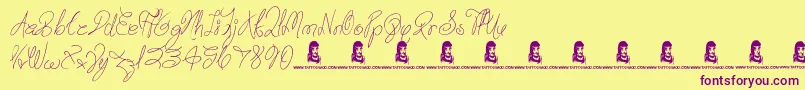 TrulyYours Font – Purple Fonts on Yellow Background