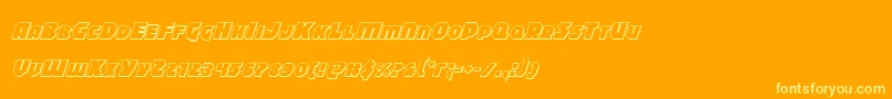 Blitzstrike3Dital-Schriftart – Gelbe Schriften auf orangefarbenem Hintergrund