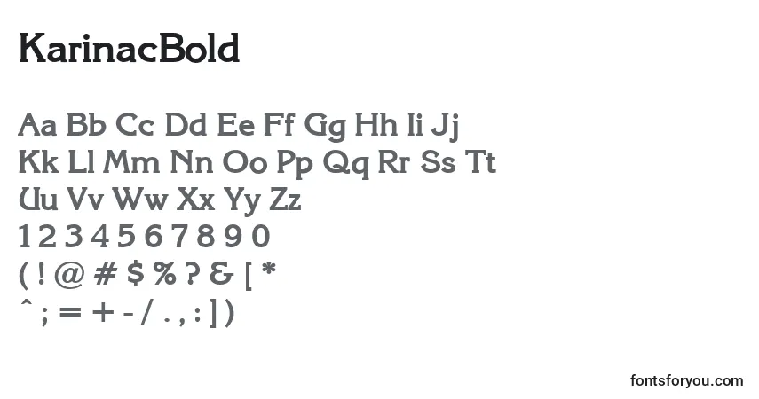 Schriftart KarinacBold – Alphabet, Zahlen, spezielle Symbole