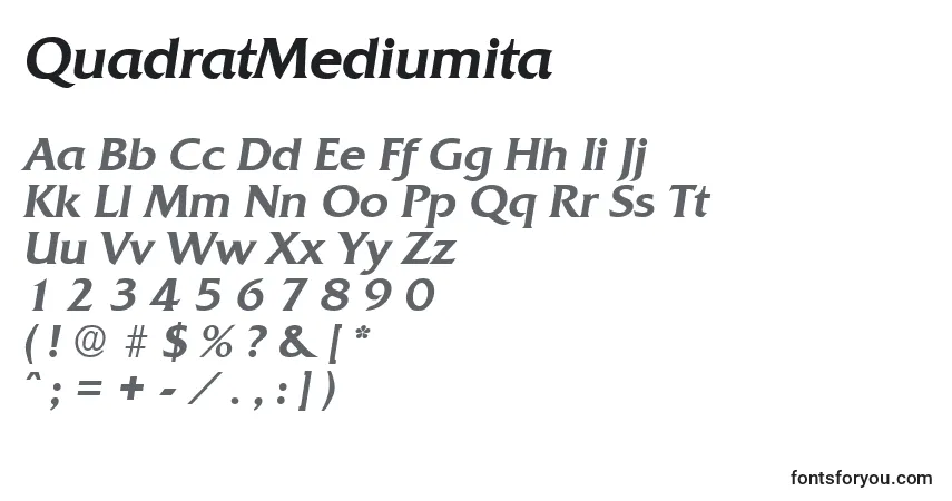 Czcionka QuadratMediumita – alfabet, cyfry, specjalne znaki