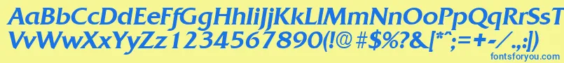 QuadratMediumita Font – Blue Fonts on Yellow Background