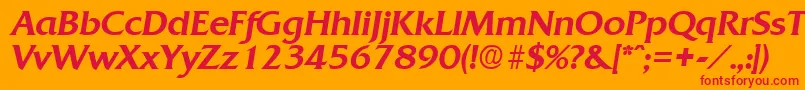フォントQuadratMediumita – オレンジの背景に赤い文字