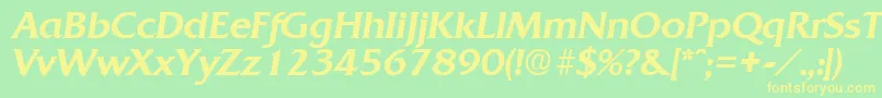 QuadratMediumita Font – Yellow Fonts on Green Background