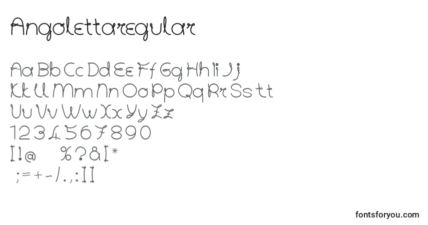 A fonte Angolettaregular – alfabeto, números, caracteres especiais