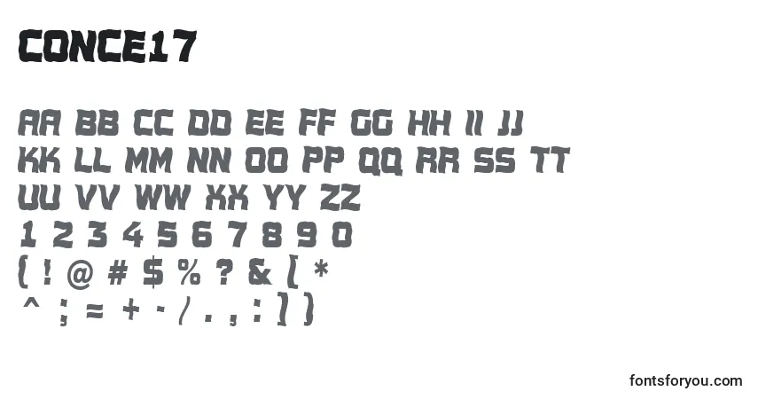 Czcionka Conce17 – alfabet, cyfry, specjalne znaki
