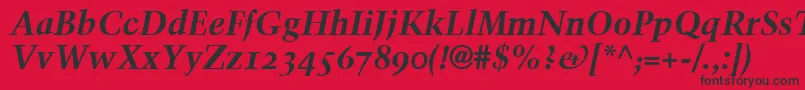 TrumpMediaevalBoldItalicOldStyleFigures Font – Black Fonts on Red Background