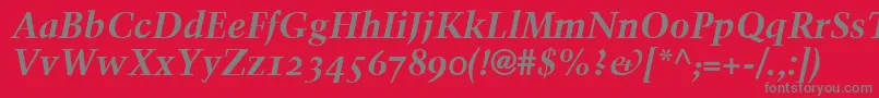 TrumpMediaevalBoldItalicOldStyleFigures Font – Gray Fonts on Red Background