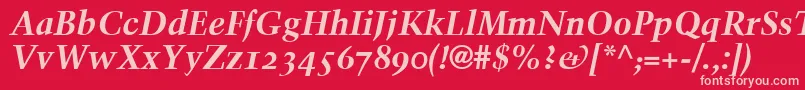 TrumpMediaevalBoldItalicOldStyleFigures Font – Pink Fonts on Red Background