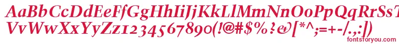 TrumpMediaevalBoldItalicOldStyleFigures Font – Red Fonts on White Background
