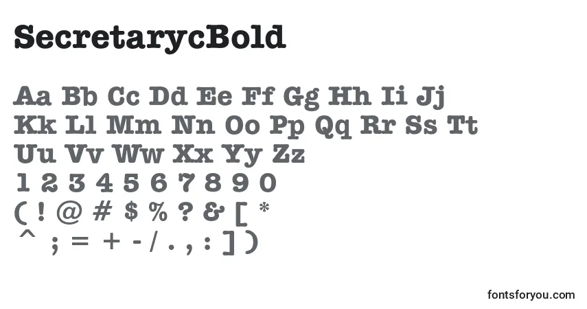 A fonte SecretarycBold – alfabeto, números, caracteres especiais