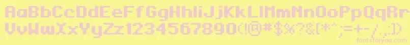 RegupixBold-fontti – vaaleanpunaiset fontit keltaisella taustalla