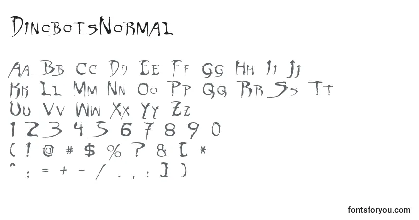 A fonte DinobotsNormal – alfabeto, números, caracteres especiais