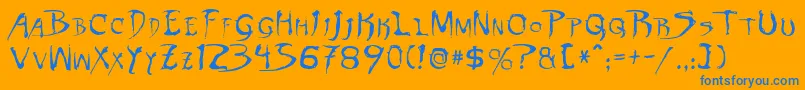 DinobotsNormal Font – Blue Fonts on Orange Background