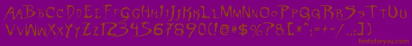 DinobotsNormal-Schriftart – Braune Schriften auf violettem Hintergrund