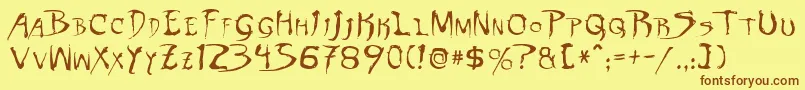 DinobotsNormal Font – Brown Fonts on Yellow Background