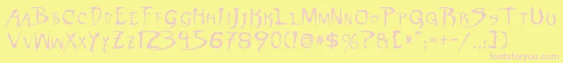 DinobotsNormal Font – Pink Fonts on Yellow Background